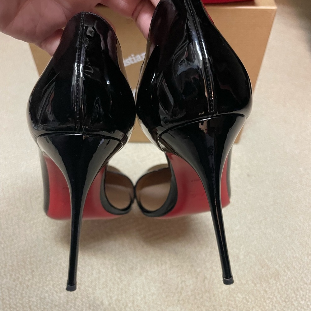 Christian Louboutin black patent leather Helmour Asymmetric D’orsay heels - Picture 6 of 13